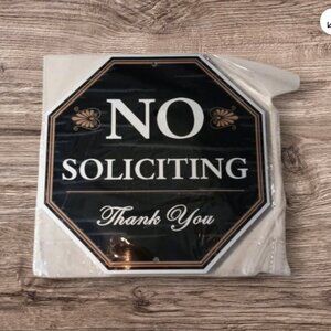 No Soliciting Signs Metal Set of 2 Large 10" and Small 8" x 2 1/2" New